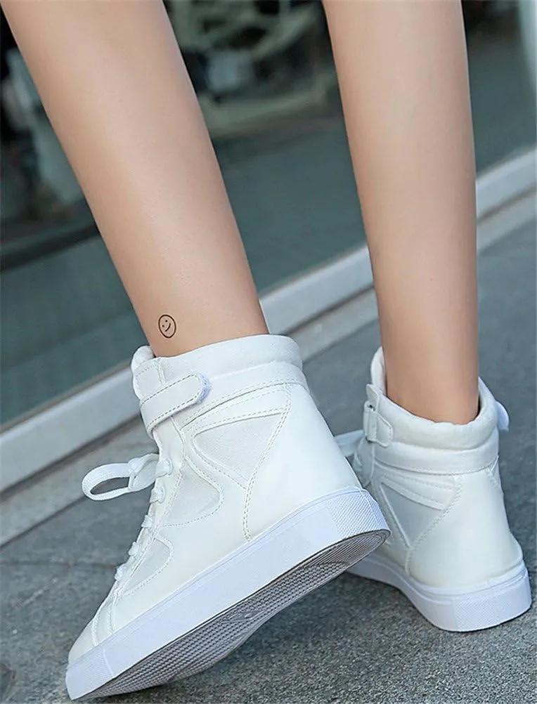 SATUKI Canvas Shoes for Women High Top,Lace Up Casual Flat Comfort Fashion Sneakers