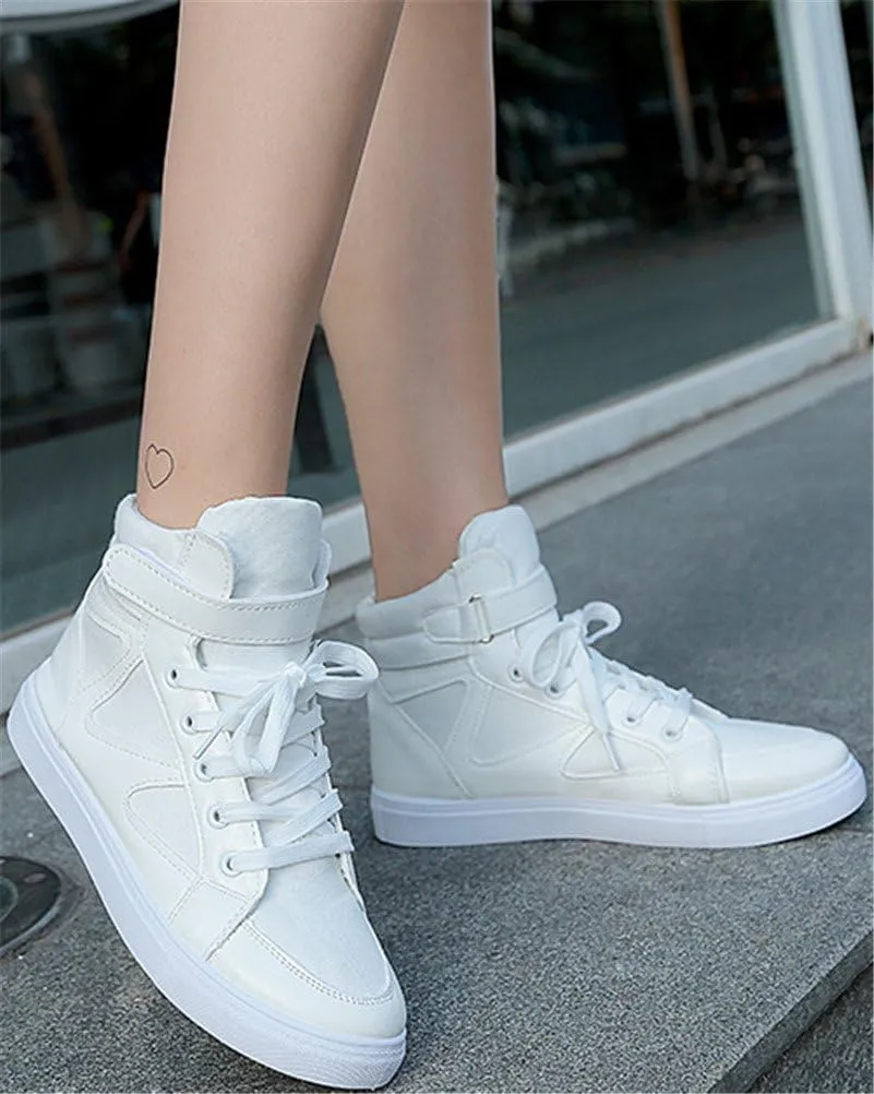 SATUKI Canvas Shoes for Women High Top,Lace Up Casual Flat Comfort Fashion Sneakers
