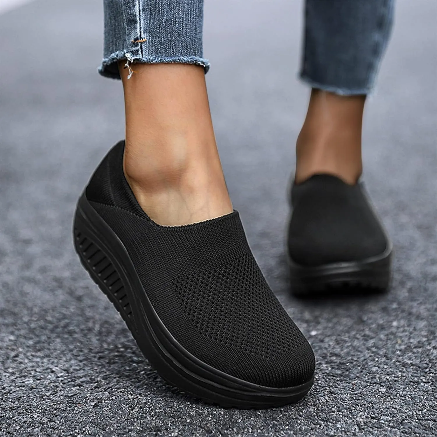 SBGMoSJ Womens Casual Sneakers Wide Slip On Shoes Women Dressy Platform High Top Canvas Shoes for Women Platform Sneakers for Women Wide Slip On Shoes for Women Wide Width