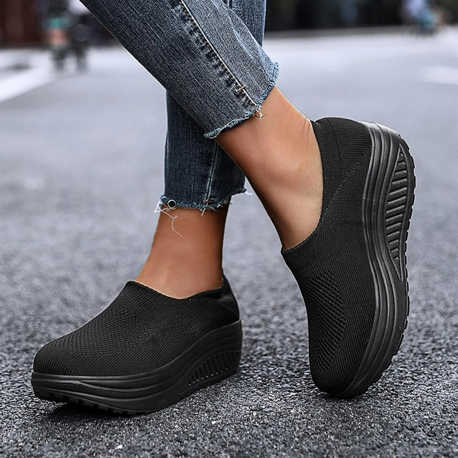 SBGMoSJ Womens Casual Sneakers Wide Slip On Shoes Women Dressy Platform High Top Canvas Shoes for Women Platform Sneakers for Women Wide Slip On Shoes for Women Wide Width