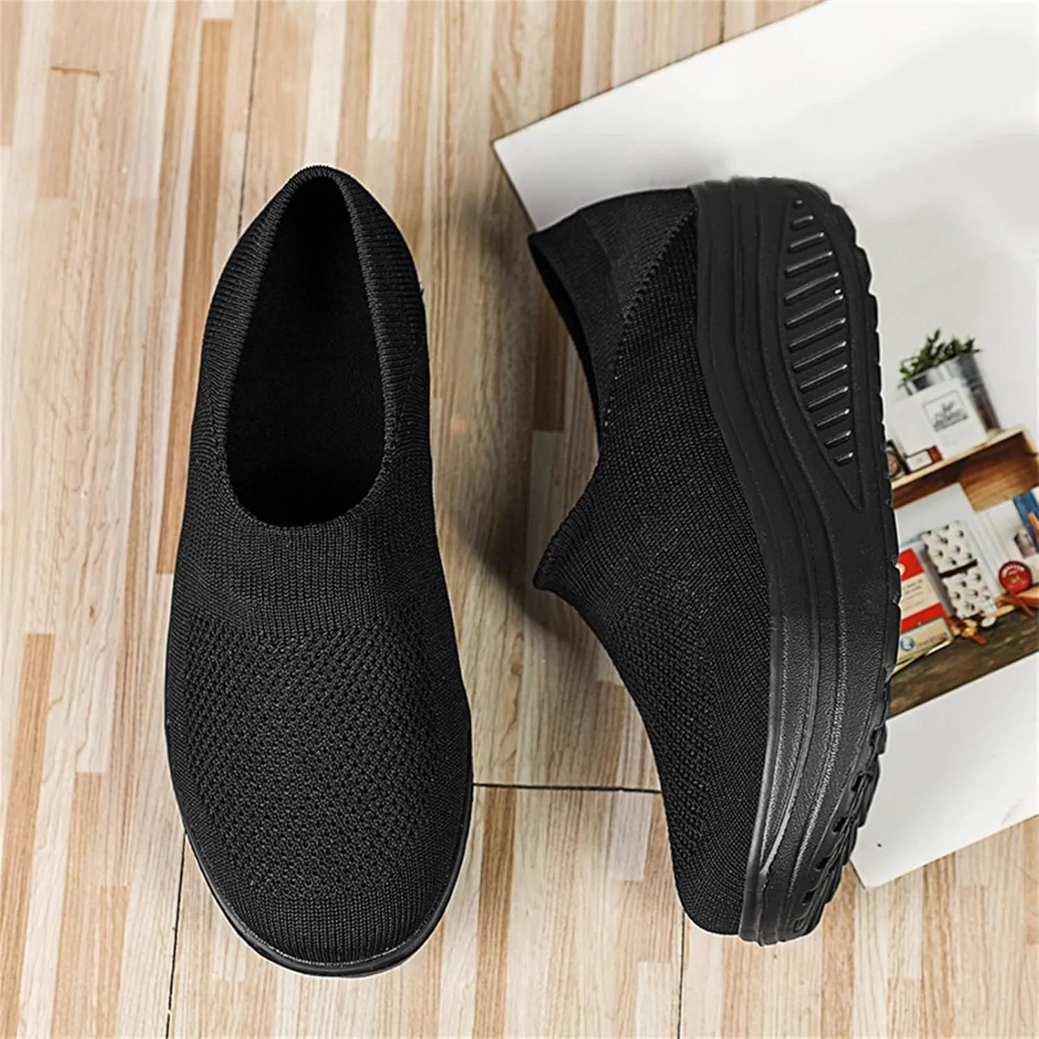 SBGMoSJ Womens Casual Sneakers Wide Slip On Shoes Women Dressy Platform High Top Canvas Shoes for Women Platform Sneakers for Women Wide Slip On Shoes for Women Wide Width