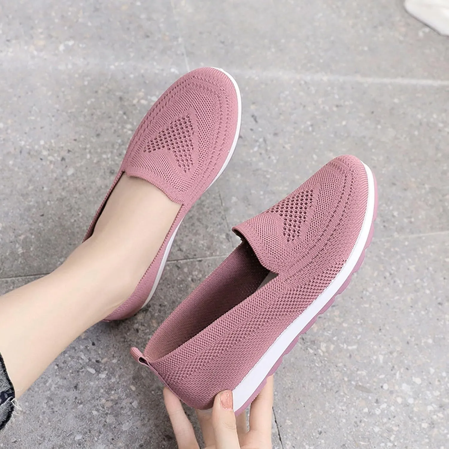 SBGMoSJ Womens Walking Shoes Size 9 Slip On Zapatos Negros Para Mujer Altos Brown Slip On Shoes Women Dressy Plantar Fasciitis Shoes Women Non Slip Trail Running Shoes for Women Size 9