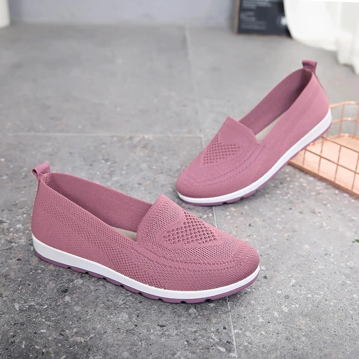 SBGMoSJ Womens Walking Shoes Size 9 Slip On Zapatos Negros Para Mujer Altos Brown Slip On Shoes Women Dressy Plantar Fasciitis Shoes Women Non Slip Trail Running Shoes for Women Size 9