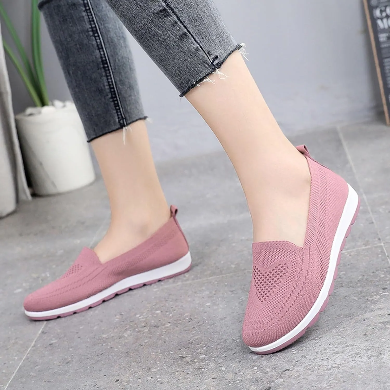SBGMoSJ Womens Walking Shoes Size 9 Slip On Zapatos Negros Para Mujer Altos Brown Slip On Shoes Women Dressy Plantar Fasciitis Shoes Women Non Slip Trail Running Shoes for Women Size 9