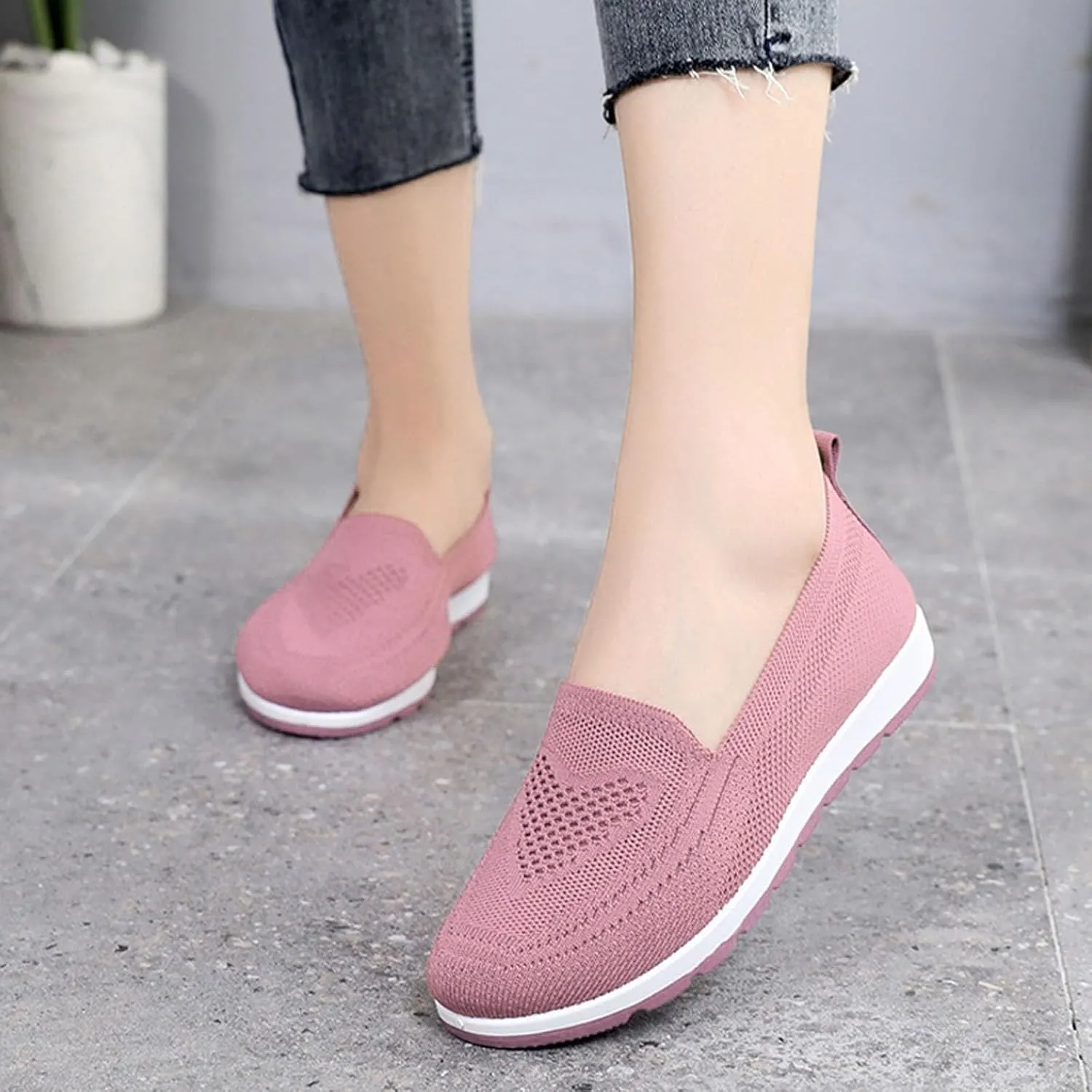 SBGMoSJ Womens Walking Shoes Size 9 Slip On Zapatos Negros Para Mujer Altos Brown Slip On Shoes Women Dressy Plantar Fasciitis Shoes Women Non Slip Trail Running Shoes for Women Size 9
