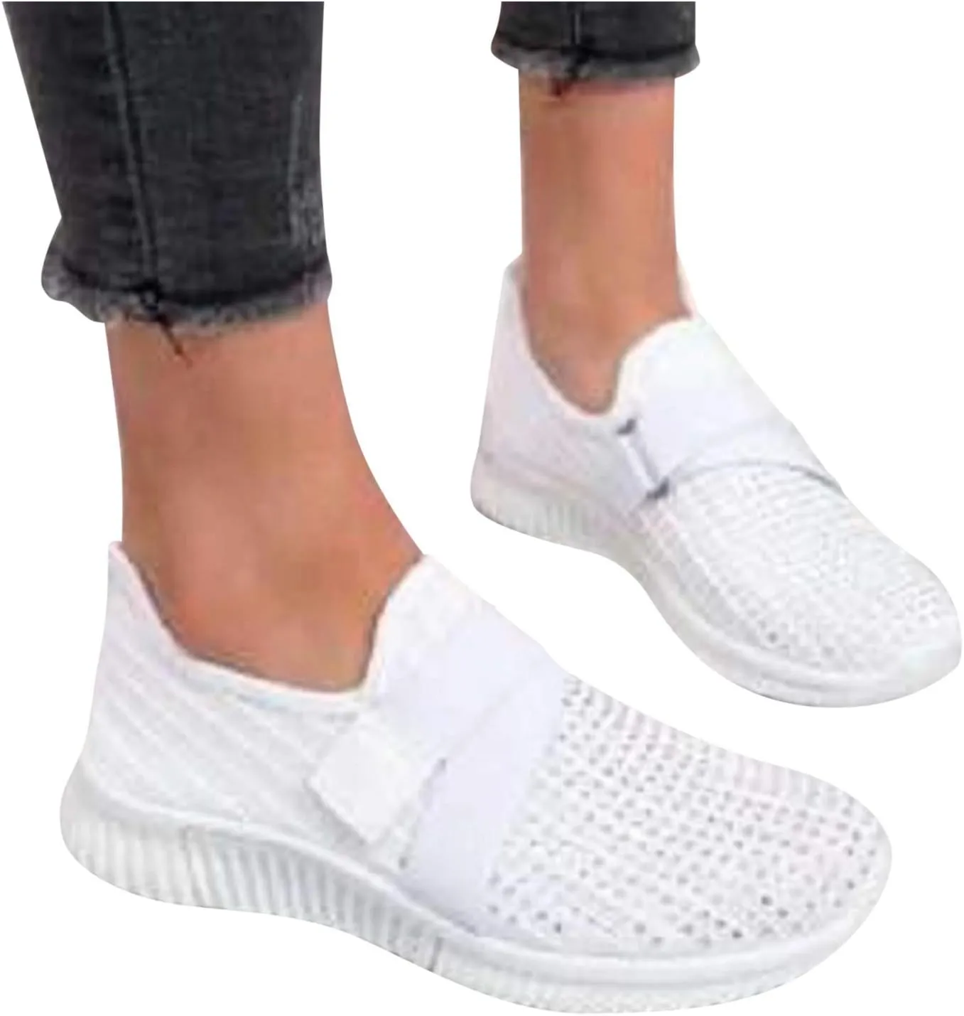 SBGMoSJ Womens White Sneakers Casual Women's Fashion Sneakers Black Sneakers for Women Fashion Comfortable Women's Sneakers Size 8 Slip On Zapato Ortopedico para Mujer Negro