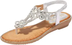 Shoes Flat Bohemia Casual Crystal Flower Summer Women Ladies Bling Beach Sandals Women's Platform Sandal Heels
