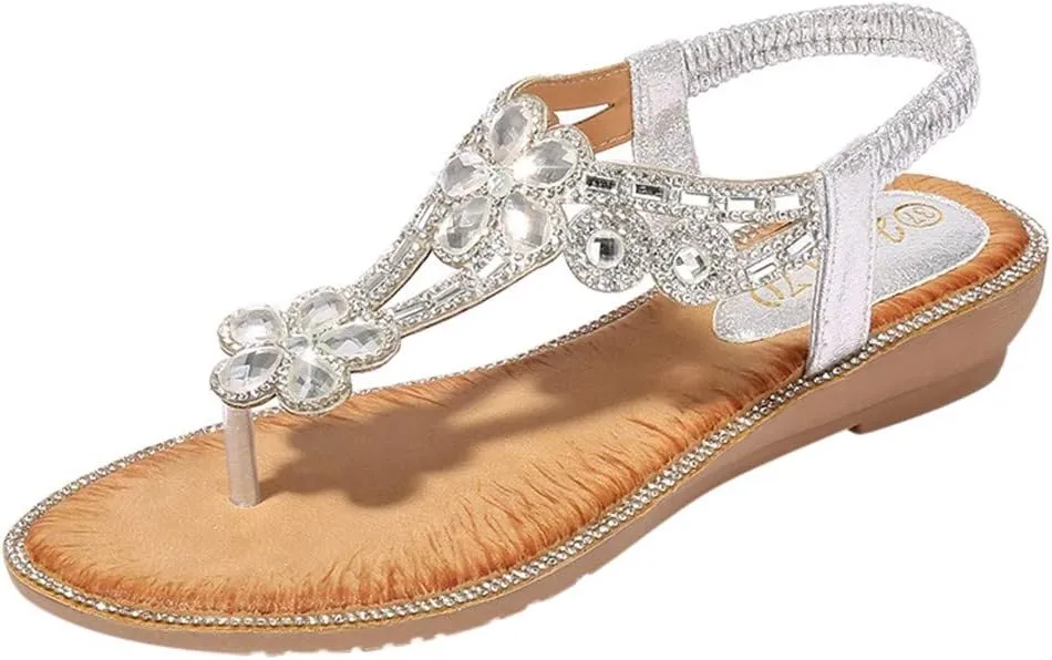 Shoes Flat Bohemia Casual Crystal Flower Summer Women Ladies Bling Beach Sandals Women's Platform Sandal Heels