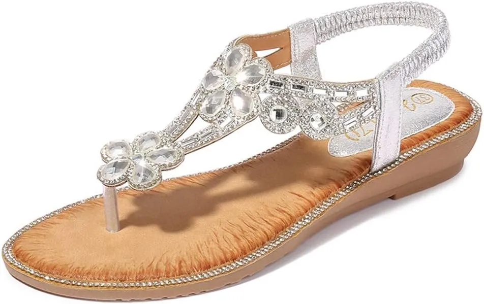 Shoes Flat Bohemia Casual Crystal Flower Summer Women Ladies Bling Beach Sandals Women's Platform Sandal Heels