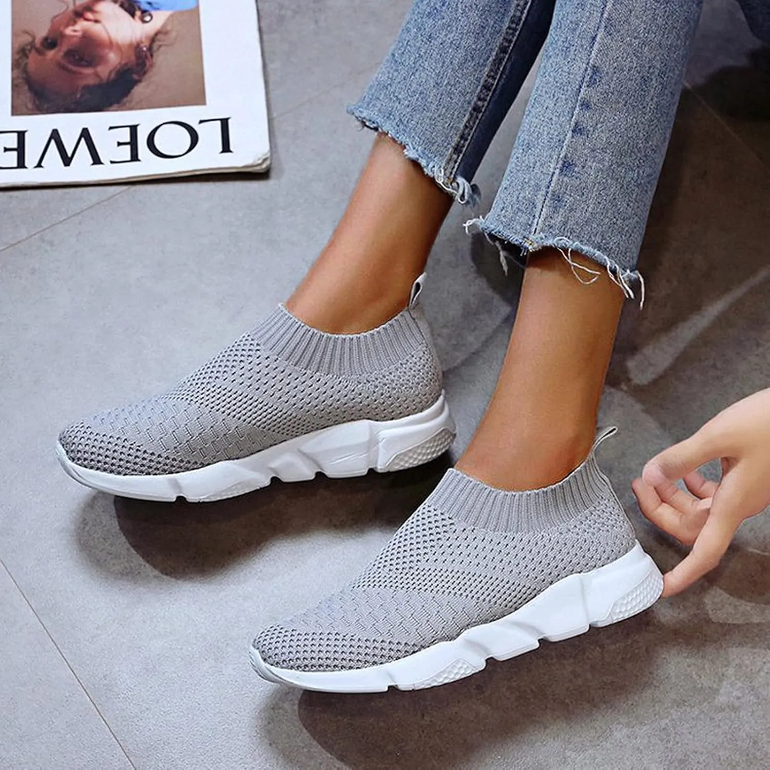 Silver Wedge Sneakers for Women Dressy Zapatos De Tacones para Mujer Elegantes Negros Walking Shoes for Women Wide Width Slip On Womens White Platform Sneakers Zapato Ortopedico Con Arco para Mujer