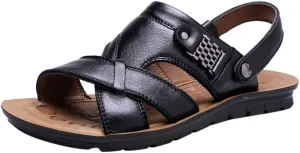 Slides Beach Fashion Leather Men's Sandals Breathable Outdoor Slippers Shoes Men's Lace Sandals
