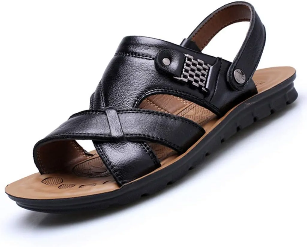 Slides Beach Fashion Leather Men's Sandals Breathable Outdoor Slippers Shoes Men's Lace Sandals