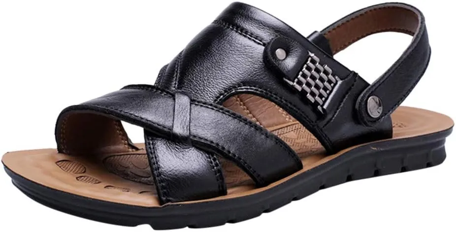 Slides Beach Fashion Leather Men's Sandals Breathable Outdoor Slippers Shoes Men's Lace Sandals