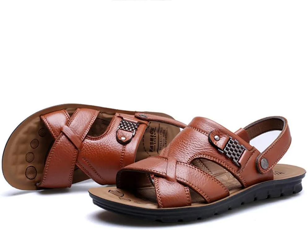 Slides Beach Fashion Leather Men's Sandals Breathable Outdoor Slippers Shoes Men's Lace Sandals