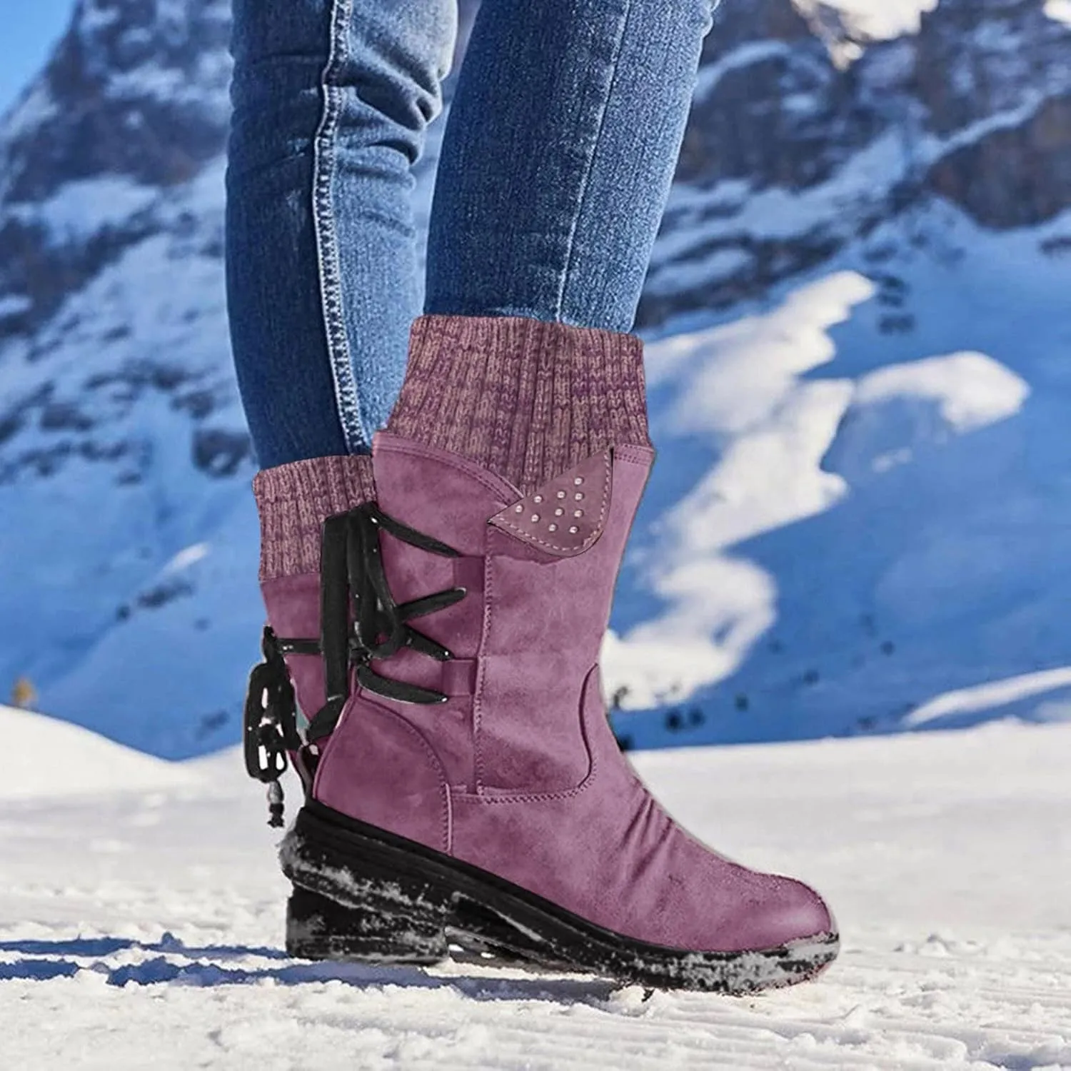 Slip on Winter Boots for Women Ankle Booties Warm Toes Winter Boots for Women Waterproof Wide Width Winter Boots Women Slip on Womens Slip on Boots Waterproof Botas De Invierno Para Mujer Contra Agua