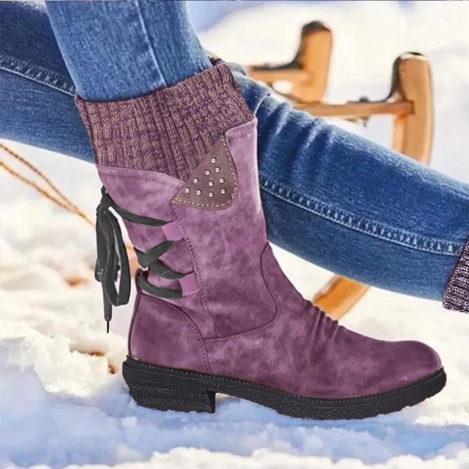 Slip on Winter Boots for Women Ankle Booties Warm Toes Winter Boots for Women Waterproof Wide Width Winter Boots Women Slip on Womens Slip on Boots Waterproof Botas De Invierno Para Mujer Contra Agua
