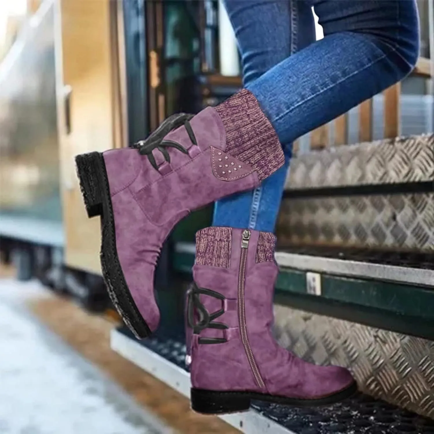 Slip on Winter Boots for Women Ankle Booties Warm Toes Winter Boots for Women Waterproof Wide Width Winter Boots Women Slip on Womens Slip on Boots Waterproof Botas De Invierno Para Mujer Contra Agua