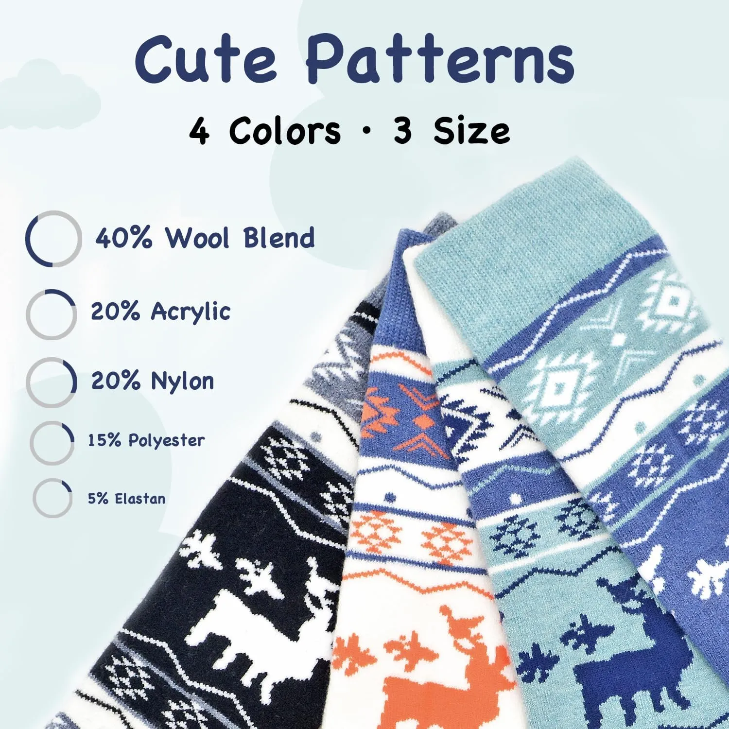 Socks Daze 2 Pack Kids Merino Wool Blend Ski Socks Knee High Winter Warm Snowboard Skating Socks for Boys Girls Toddler