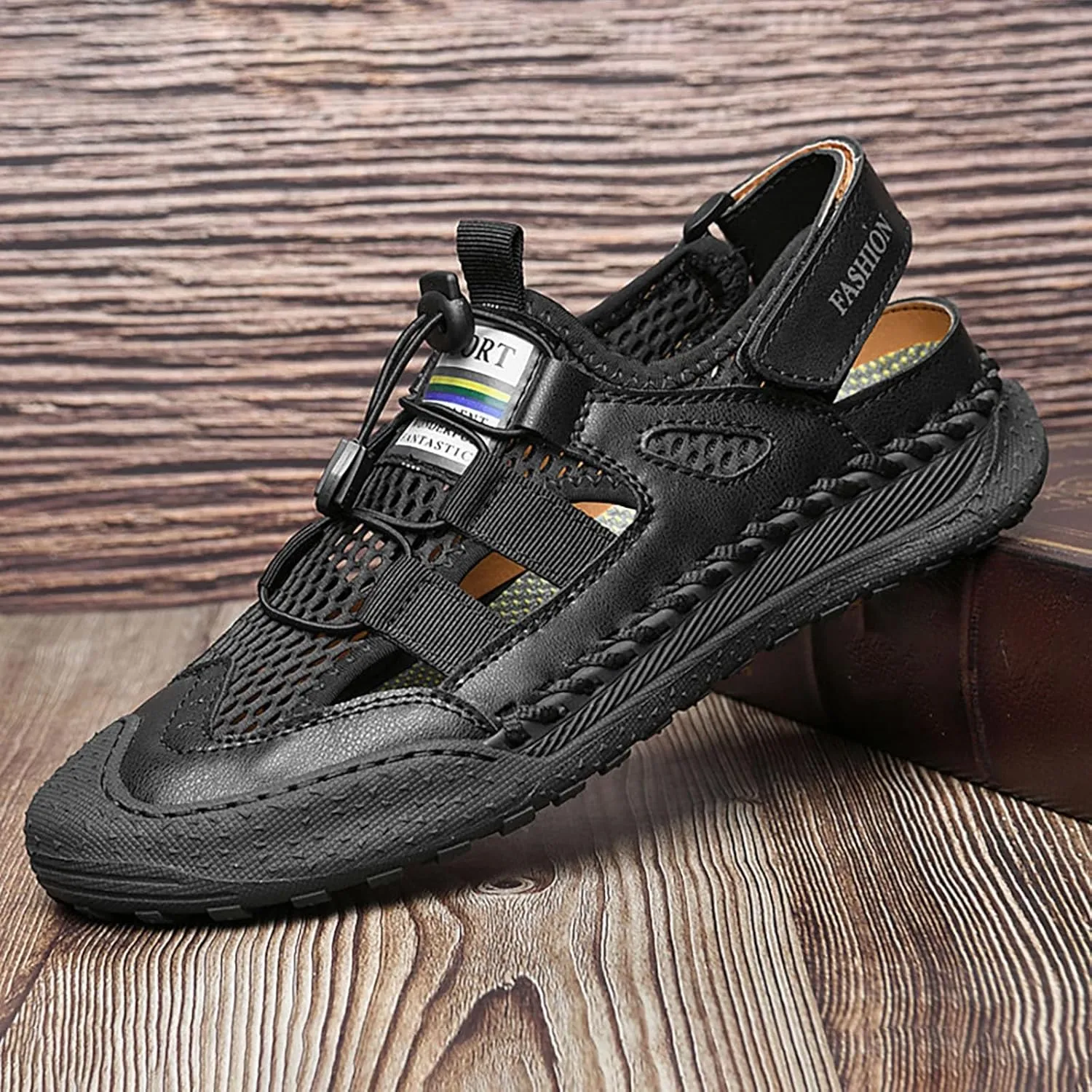 Summer Men's Mesh Casual Sandals Outdoor Water Proof And Slip Beach Shoes Breathable Shoes Men Leather Sandals