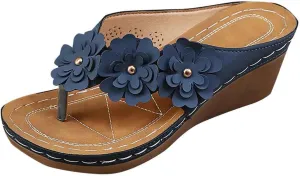 Summer Sandals for Women Platform Flip Flops Arch Support Sandals Fashion Flowers Slip On Flip Flops 2025