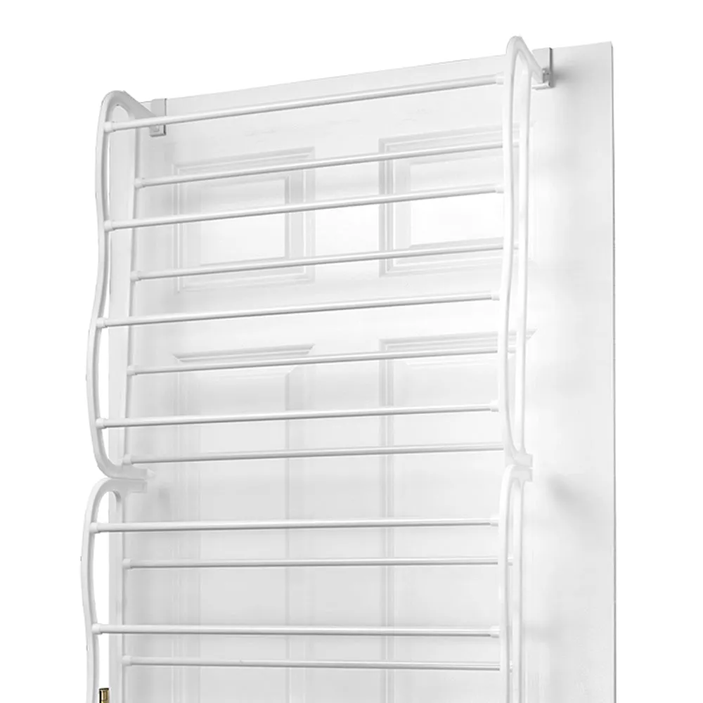 Sunbeam 36-Pairs Over-The-Door Shoe Rack, White, 71x7.5x22.5 Inches