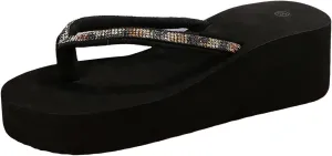 Thong Sandals for Walking New Women's Beach Sandals Fashionable Open Toe Slippers With Thick Soles And Wedge Heels