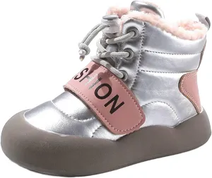 Toddler Fuzzy Snow Booties Boys Girls Kids Open Toe Lace-Up Ski Shoes Winter Warm Comfy Fashion Boots aterproof Chunky