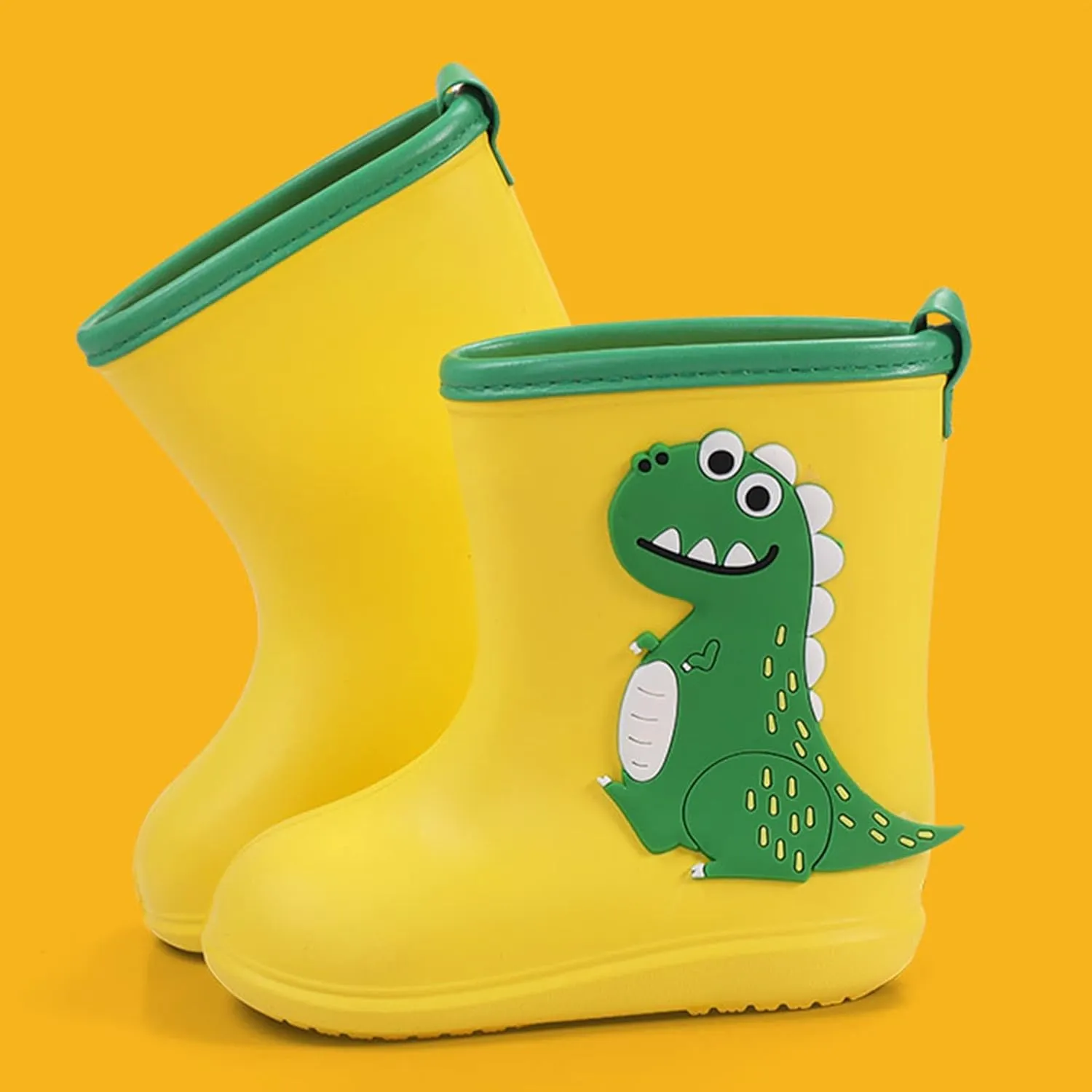 Toddler Kids Rain Boots Boys Girls Baby Cartoon Dinosaur Print Shoes Non Slip Rubber Boots Ski Boots
