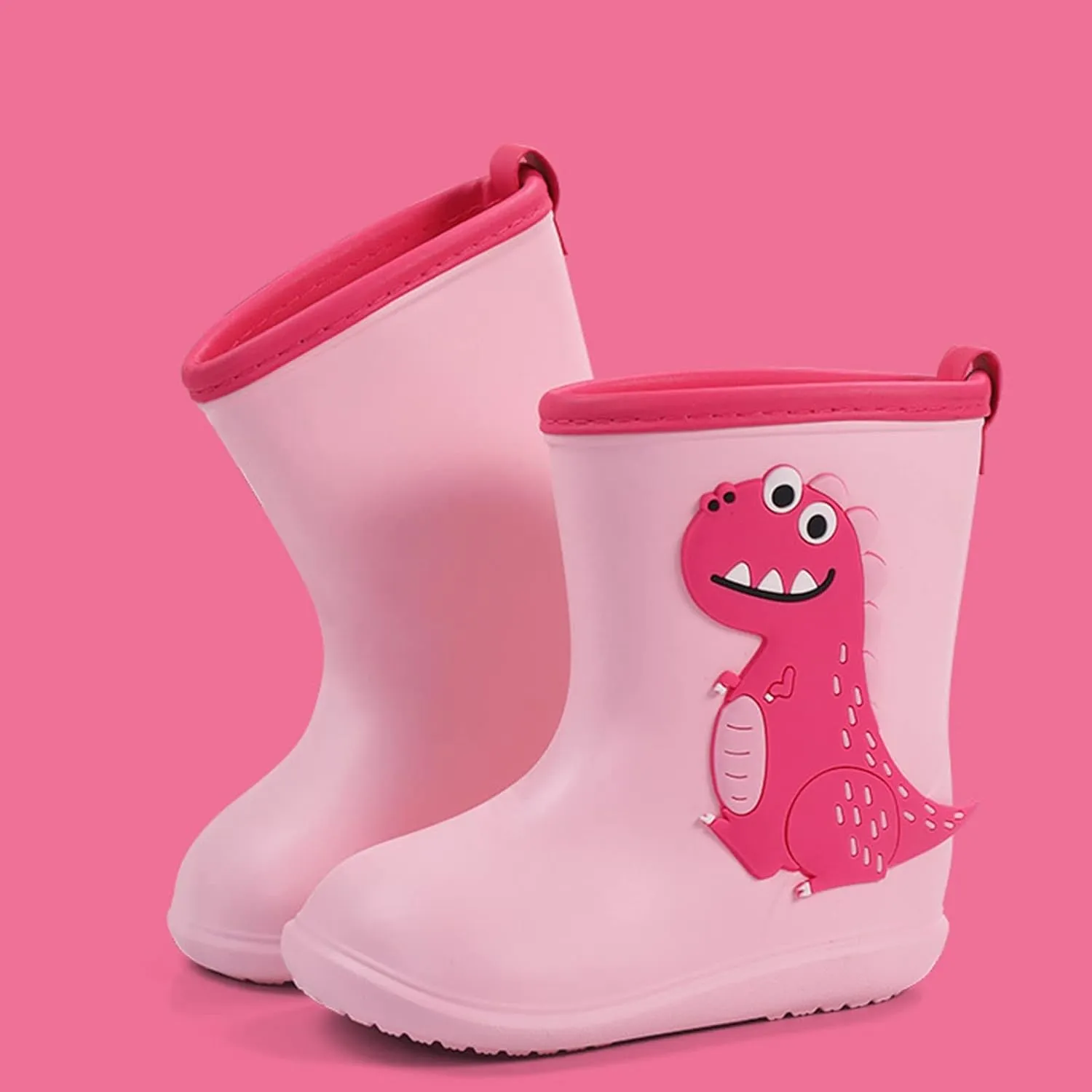 Toddler Kids Rain Boots Boys Girls Baby Cartoon Dinosaur Print Shoes Non Slip Rubber Boots Ski Boots