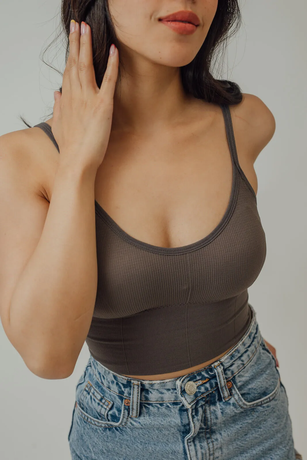 Veena Ribbed Spaghetti Crop Top