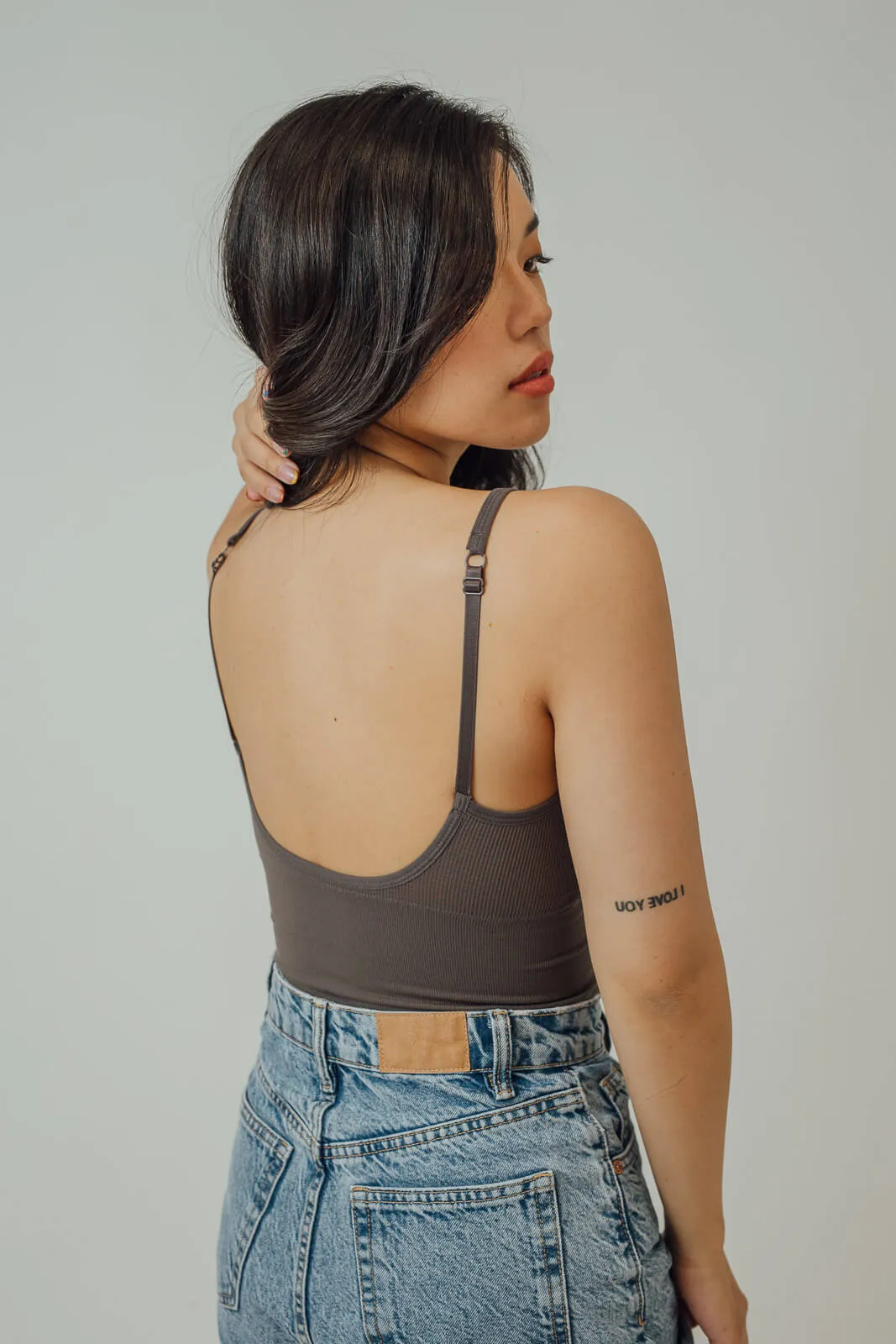 Veena Ribbed Spaghetti Crop Top