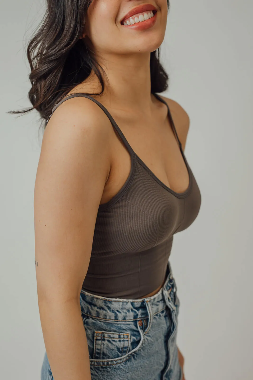 Veena Ribbed Spaghetti Crop Top