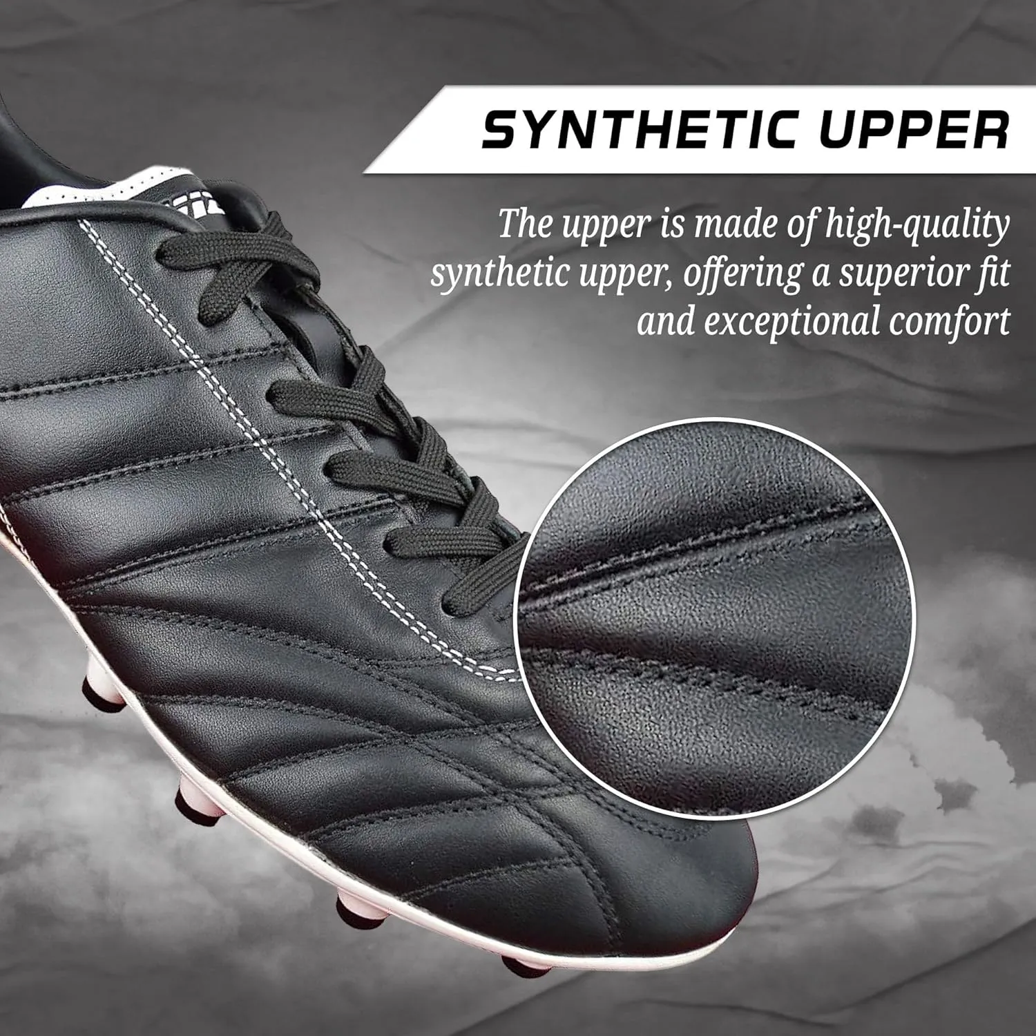 Vizari Premium Leather Soccer Cleats for Men & Women Classico Football FG Shoes ?C TPU Studs, Wide Fit, Durable Comfort, Black Cleats, Size - 6.5-13 (Unisex)