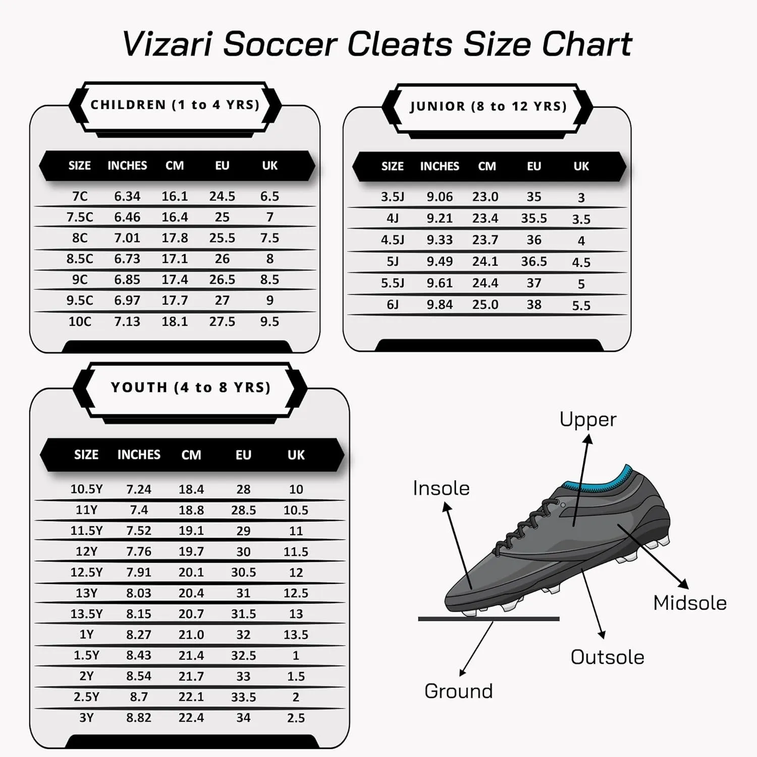 Vizari Soccer Cleats Boys Girls | Youth Firm Ground Football Shoes | Athletic Outdoor Training & Match