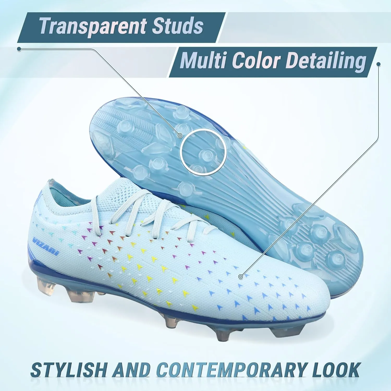 Vizari Tioga FG Adult Soccer Cleats for Men and Women | TPU Coated Wide Width Soccer Cleats | Transparent Studs for Outdoor Football Shoes