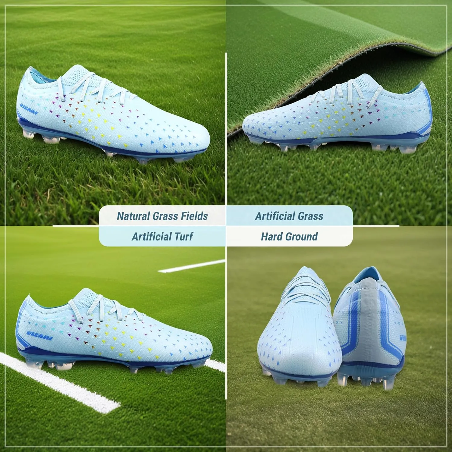 Vizari Tioga FG Adult Soccer Cleats for Men and Women | TPU Coated Wide Width Soccer Cleats | Transparent Studs for Outdoor Football Shoes