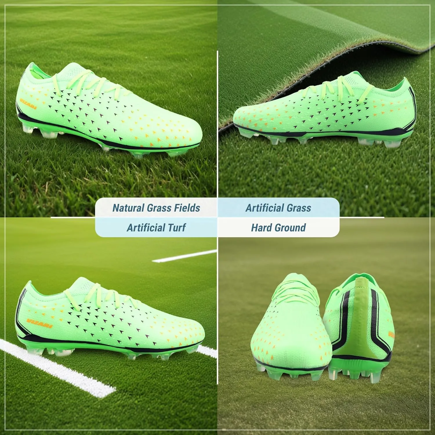 Vizari Tioga FG Adult Soccer Cleats for Men and Women | TPU Coated Wide Width Soccer Cleats | Transparent Studs for Outdoor Football Shoes