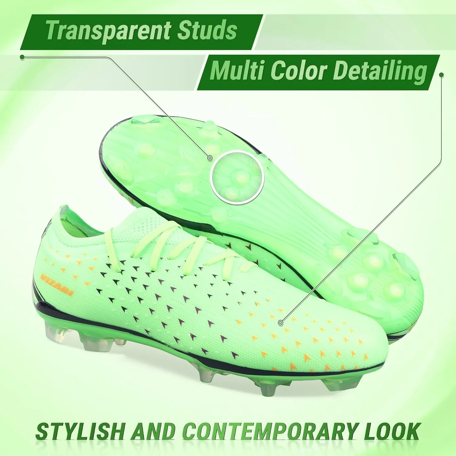 Vizari Tioga FG Adult Soccer Cleats for Men and Women | TPU Coated Wide Width Soccer Cleats | Transparent Studs for Outdoor Football Shoes
