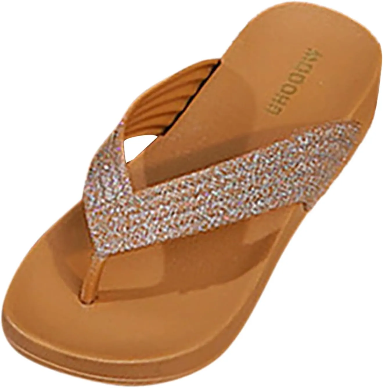 Walking Sandals for Women Fashion Trendy Beach Shoes Platform Flip Flops Versatile Sparkly Slippers Womens Rose Slides