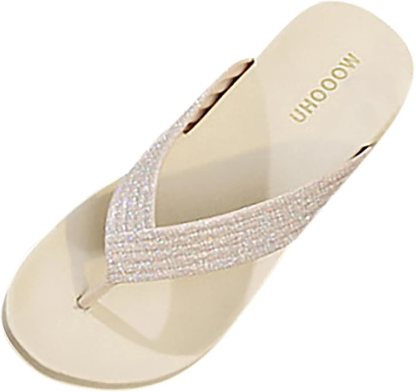 Walking Sandals for Women Fashion Trendy Beach Shoes Platform Flip Flops Versatile Sparkly Slippers Womens Rose Slides