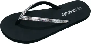 Walking Thong Comfortable Summer Beach Women's Thong Glossy Rhinestone Flat Slippers For Casual Outer Wear Beach Flip