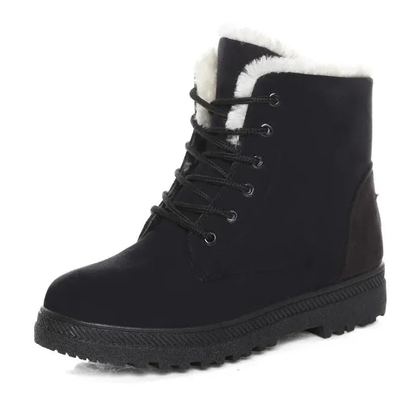 Warme Dames Enkellaarsjes – Waterdichte Winterlaarzen met Bontvoering & Antislip Zool