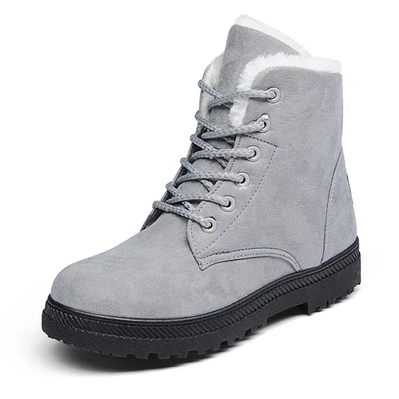 Warme Dames Enkellaarsjes – Waterdichte Winterlaarzen met Bontvoering & Antislip Zool