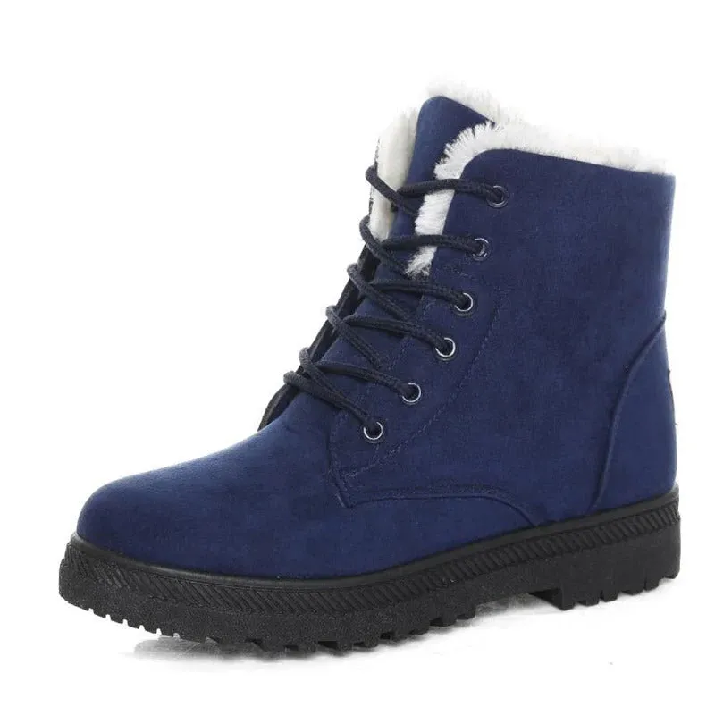 Warme Dames Enkellaarsjes – Waterdichte Winterlaarzen met Bontvoering & Antislip Zool
