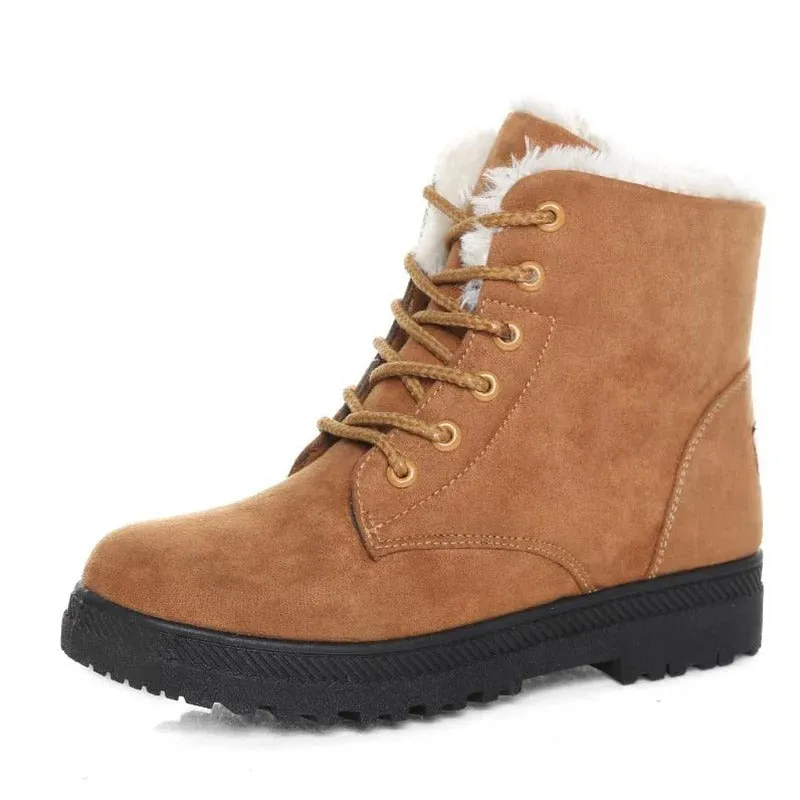 Warme Dames Enkellaarsjes – Waterdichte Winterlaarzen met Bontvoering & Antislip Zool