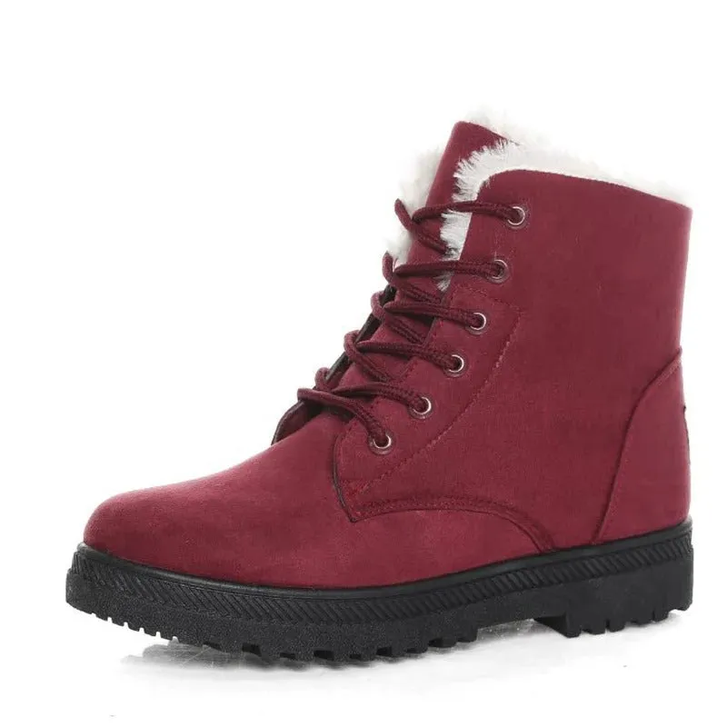 Warme Dames Enkellaarsjes – Waterdichte Winterlaarzen met Bontvoering & Antislip Zool