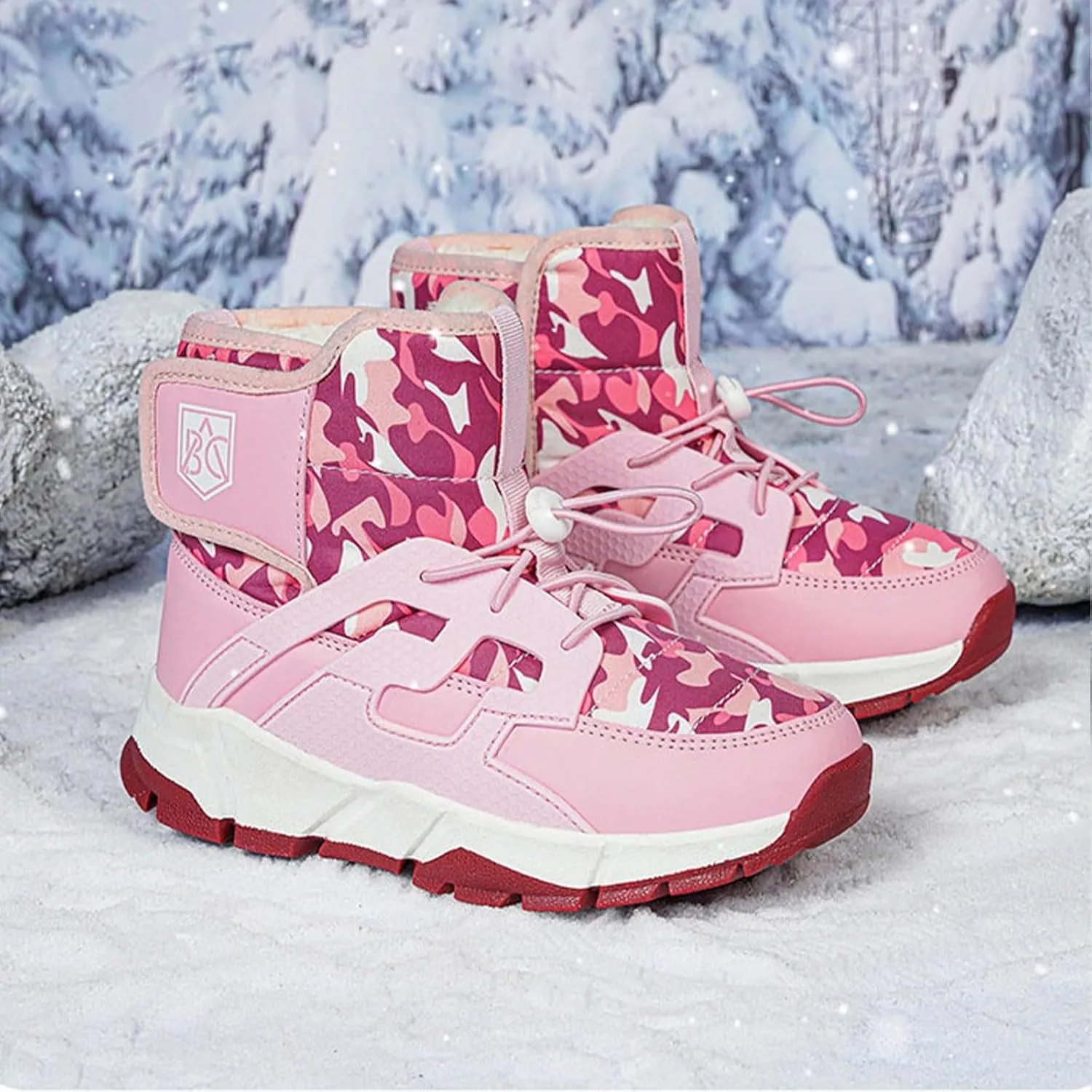 Waterproof Kids Snow Boots Toddlers Insulated Warm Fleece Lined Winter Boots Girls Lace U?? Boots Size 5 Big Girls