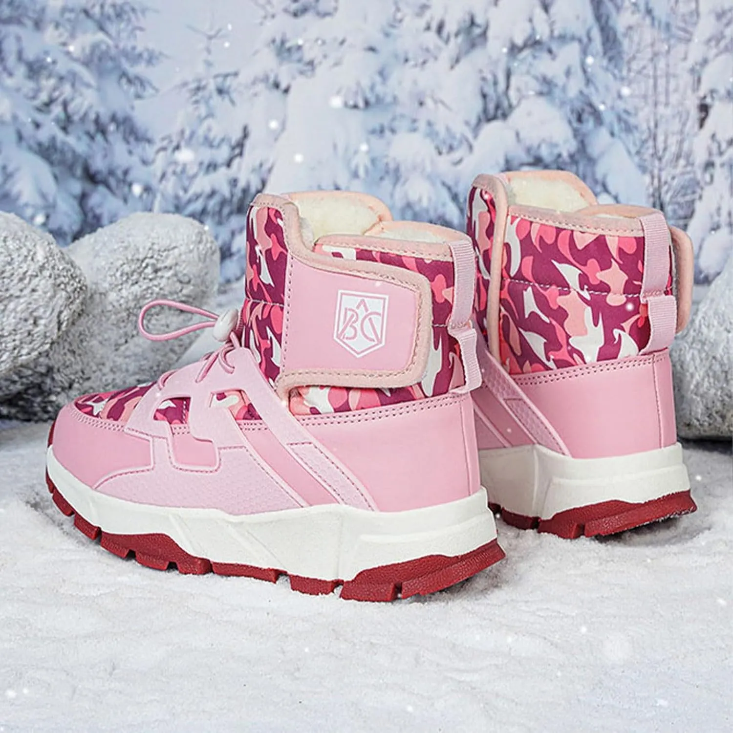 Waterproof Kids Snow Boots Toddlers Insulated Warm Fleece Lined Winter Boots Girls Lace U?? Boots Size 5 Big Girls