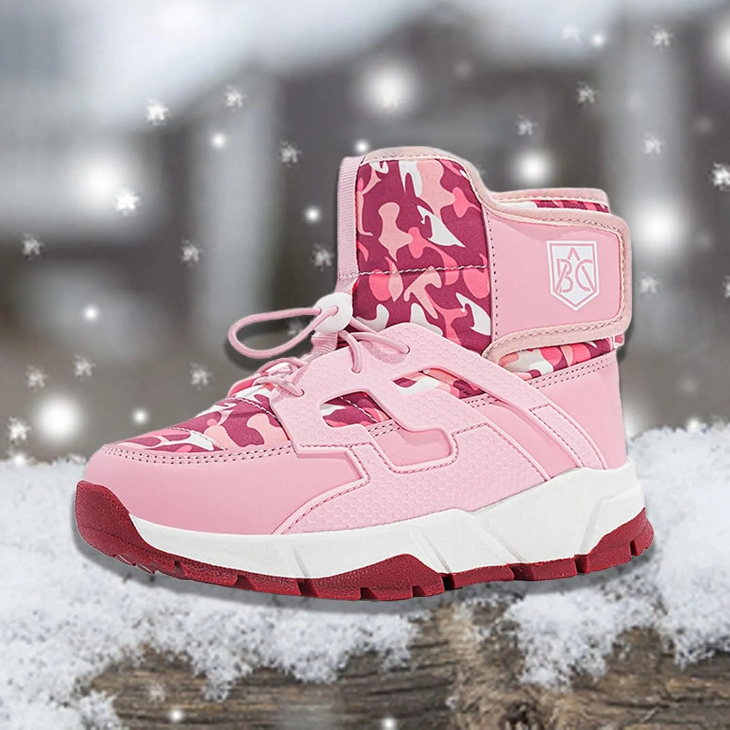 Waterproof Kids Snow Boots Toddlers Insulated Warm Fleece Lined Winter Boots Girls Lace U?? Boots Size 5 Big Girls