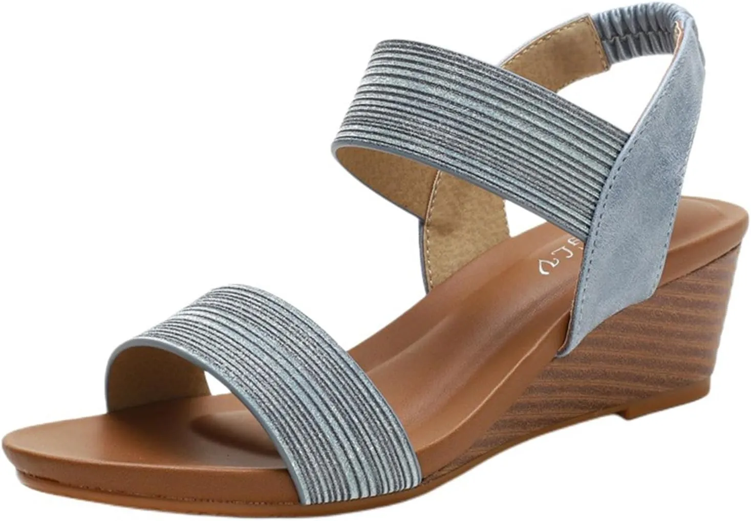 Wedge Sandals for Women 2025 Sparkly Heeled Wedges Sandal Open Toe Slip On Shoes Ankle Elastic Band Behemia Shoes Fashion Arch Support Orthopedic Sandals